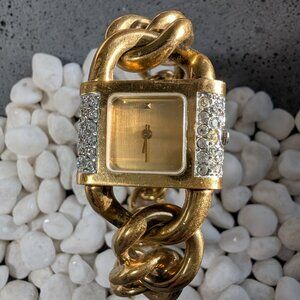 Franklin Mint Watch Designer Alfred Durante Link Bracelet 22k GP Swiss Mov. '89